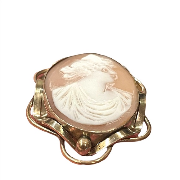 Antique Large 10k Gold Filled Shell Carnelian Shell Dianna Cameo 1850 Victorian - Picture 6 of 15